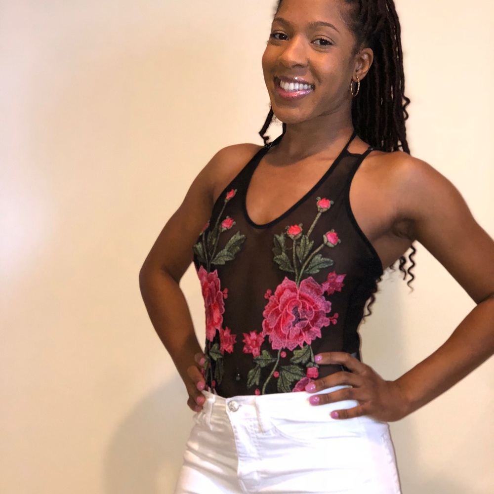 Floral mesh bodysuit